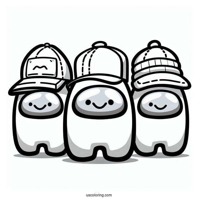 Among Us Cewmates With Different Hats for Preschoolers