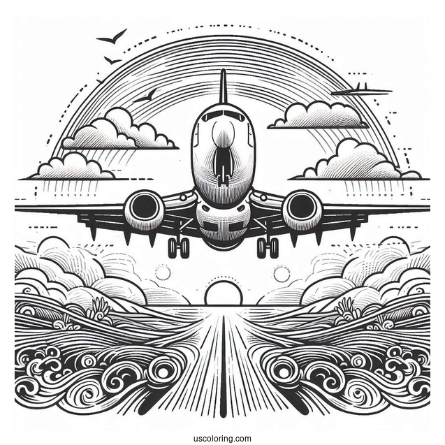 Boeing 737 Coming In For Landing Coloring Page