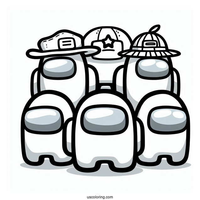 Among Us Cewmates With Different Hats for Preschoolers