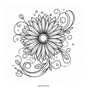 Beautiful Daisy Abstract Coloring Page