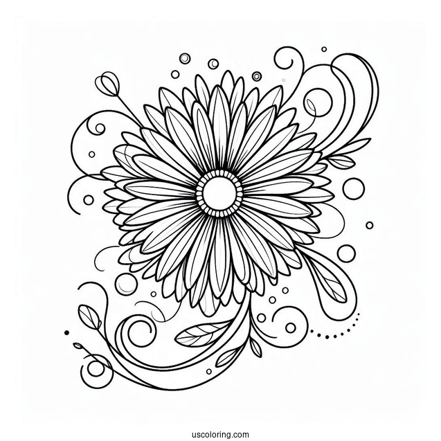 Beautiful Daisy Abstract Coloring Page