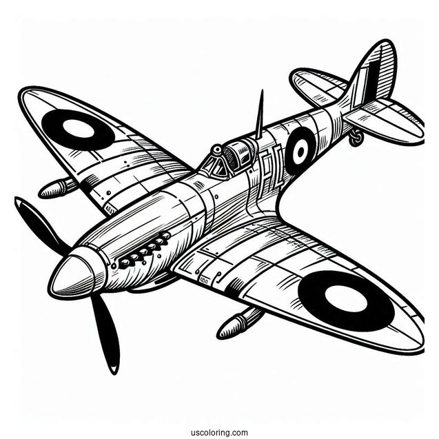 Coloring Page Of Spitfire Plane