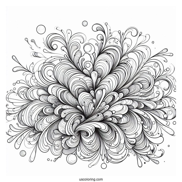Bursts Of Water Abstract Coloring Page