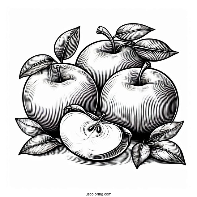 Several Granny Smith Apples To Color