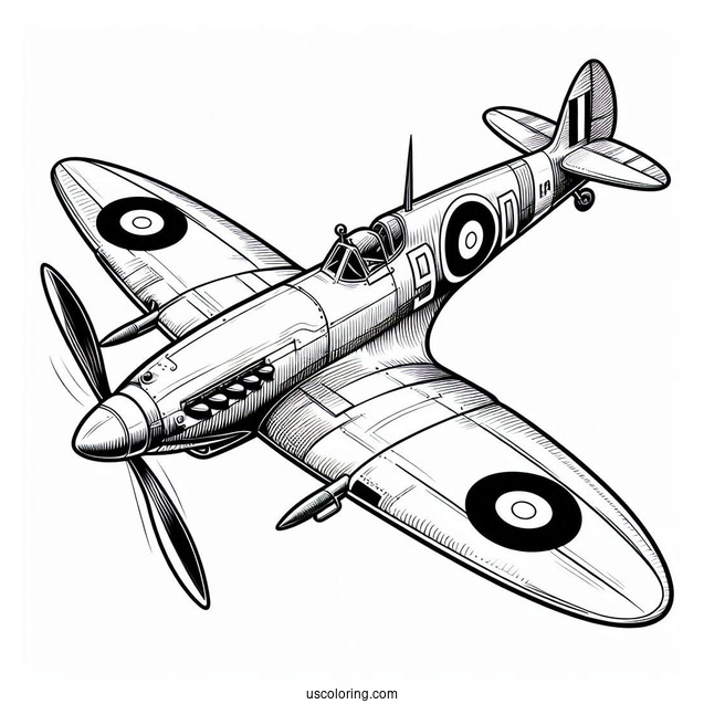 Coloring Page Of Spitfire Plane