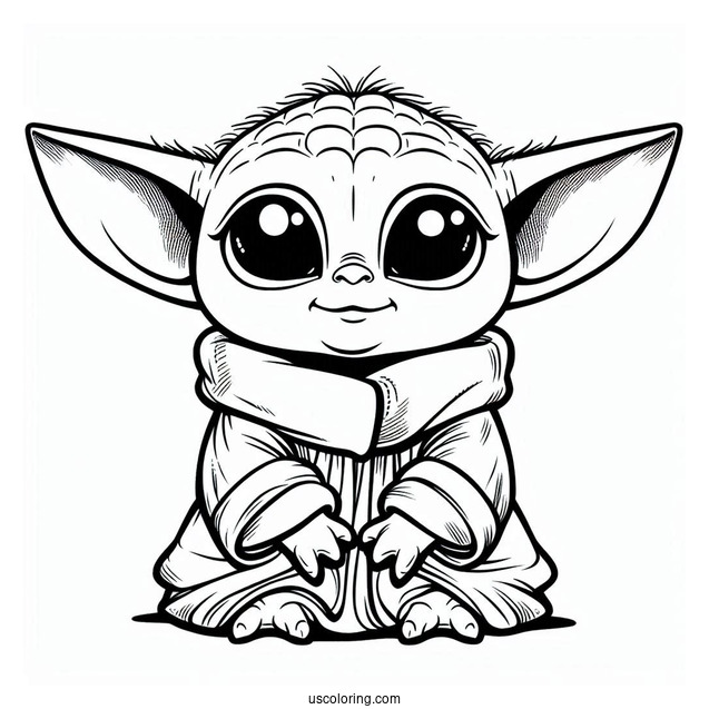 Baby Yoda Alien Coloring Page