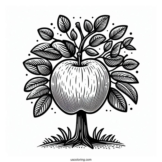 Simple Apple Tree Coloring Page For Kids