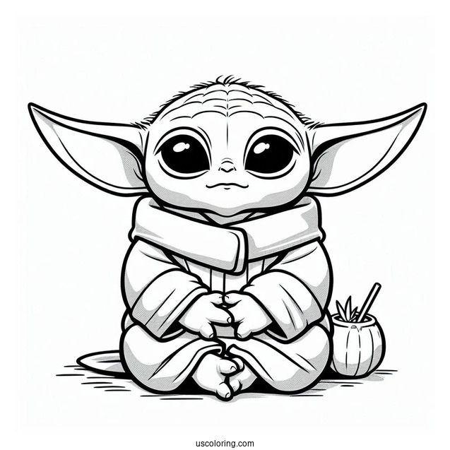 Baby Yoda Alien Coloring Page