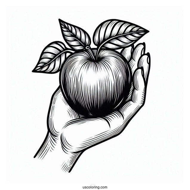 Hand Holding A Red Delicious For Coloring