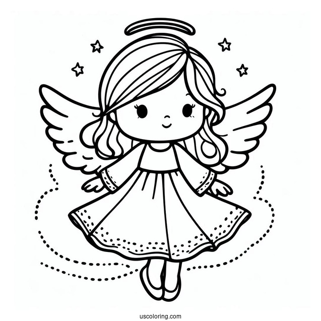 Easy Outline Of An Adorable Angel To Color