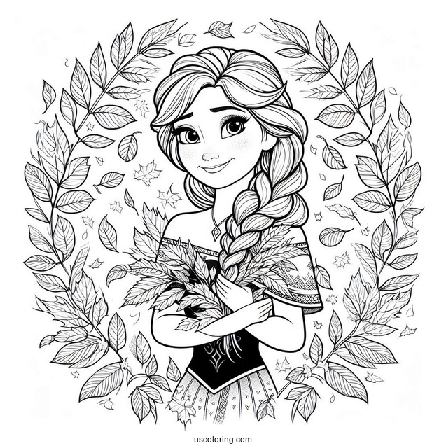 Frozen Anna Surrounded By Fall Leaves