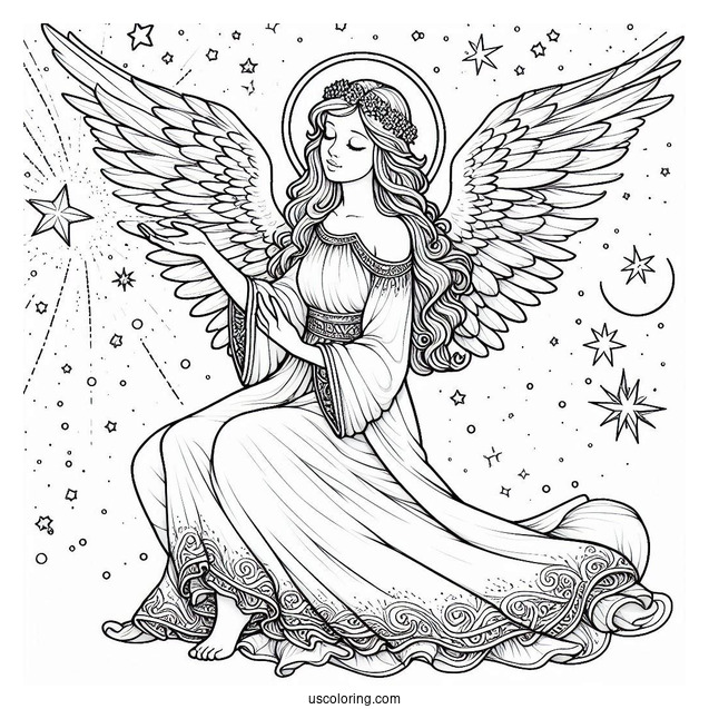 Realistic Looking Divine Angel To Color