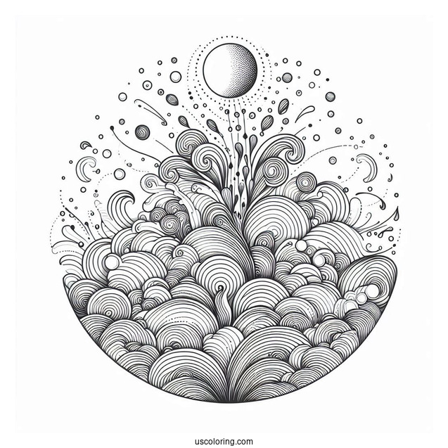 Bursts Of Water Abstract Coloring Page