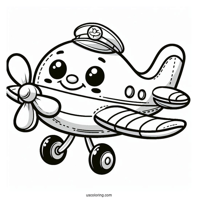 Smiling Cartoon Plane To Color For Kids