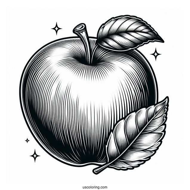 Detailed Golden Delicious Apple Coloring Page