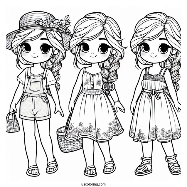 Cute Anna In Summer Clothes Coloring Page For Kids