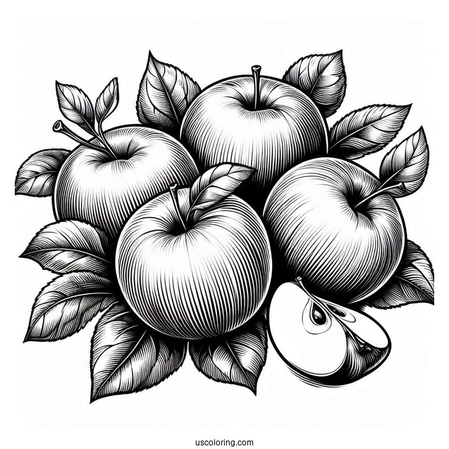 Several Granny Smith Apples To Color