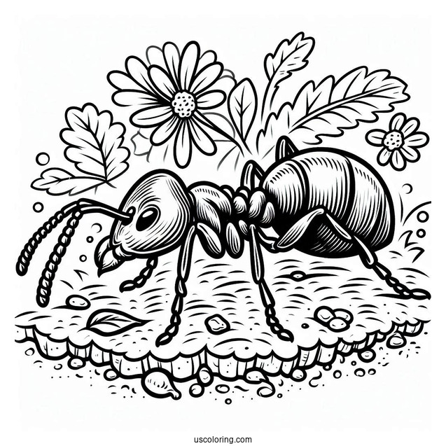 Ant Coloring Page Crawling On The Ground