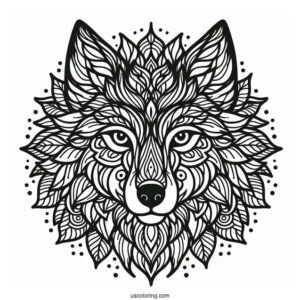 Wolf Head Animal Mandala Coloring Page