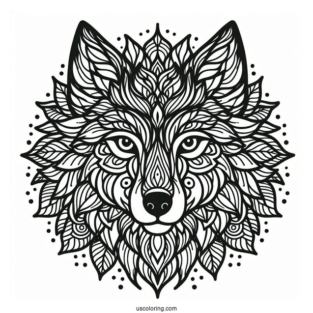 Wolf Head Animal Mandala Coloring Page