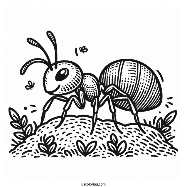 Ant Coloring Page Creating A Hill