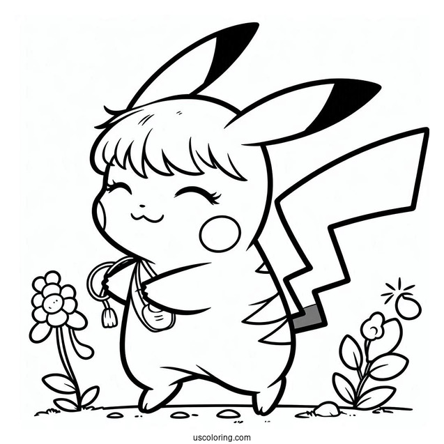 Cute Pikachu Coloring Page For Preschoolers