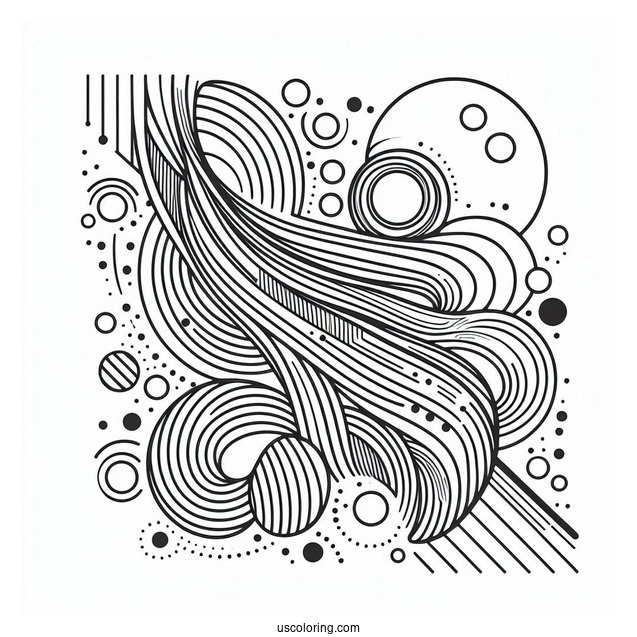 Diagonal Lines With Circles Abstract Coloring Page Art