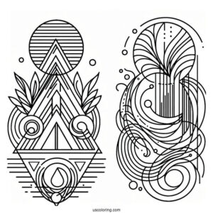 Simple Lines And Shapes Abstract Coloring Page For Kids