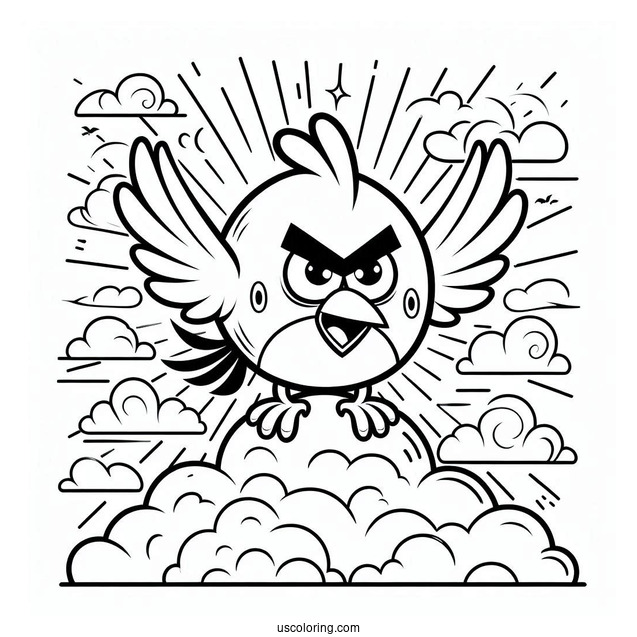 Angry Birds Red In The Clouds Coloring Sheet