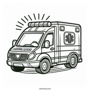 Cute Ambulance Coloring Page For Kids
