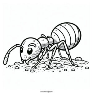 Ant Coloring Page Crawling On The Ground
