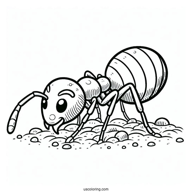 Ant Coloring Page Crawling On The Ground