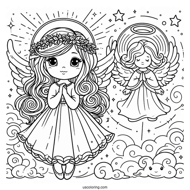 Guardian Angel Protecting Children To Color