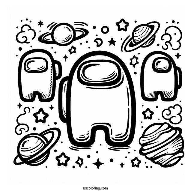 Easy Among Us Outline to Color