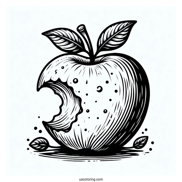 Bite Taken Out Of Apple Coloring Sheet