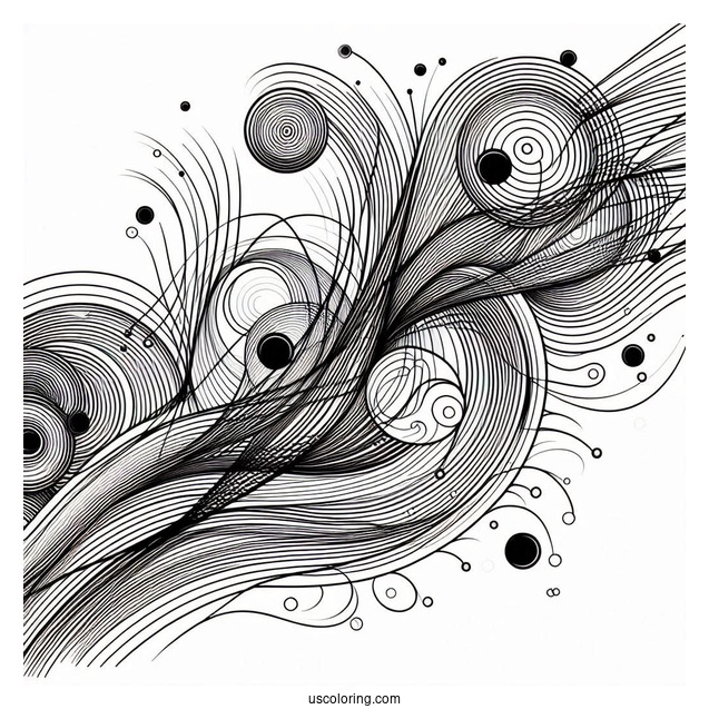 Diagonal Lines With Circles Abstract Coloring Page Art