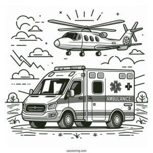 Ambulance Coloring Page And Air Ambulance At A Hospital