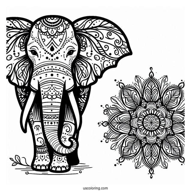 Elephant With Long Tusks Animal Mandalav2