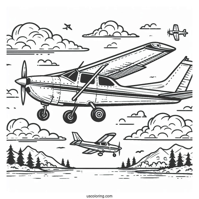 Coloring Page Of Cessna 172 Plane