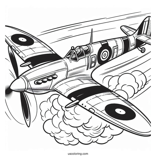 Coloring Page Of Spitfire Plane