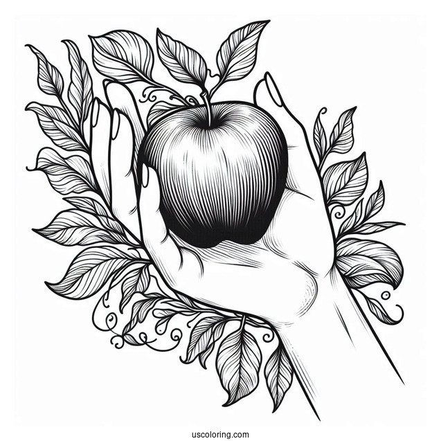 Hand Holding A Red Delicious For Coloring