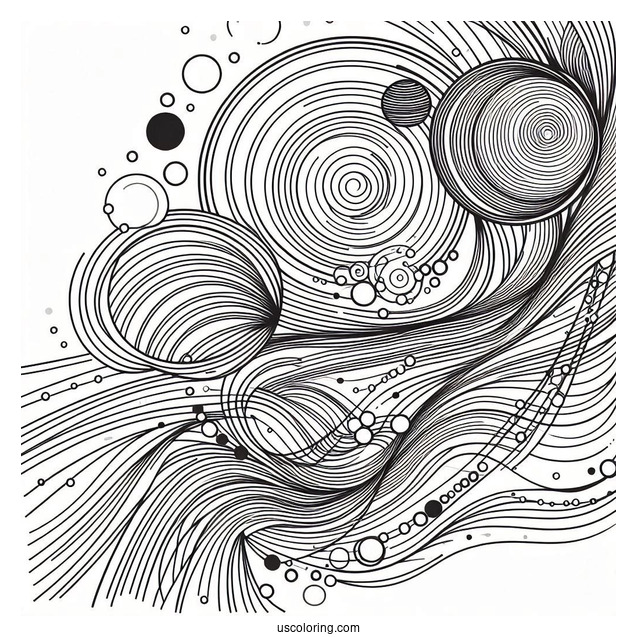 Diagonal Lines With Circles Abstract Coloring Page Art