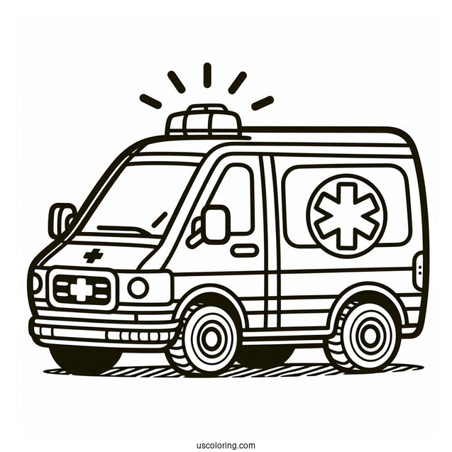 Simple Ambulance Coloring Page For Preschoolers
