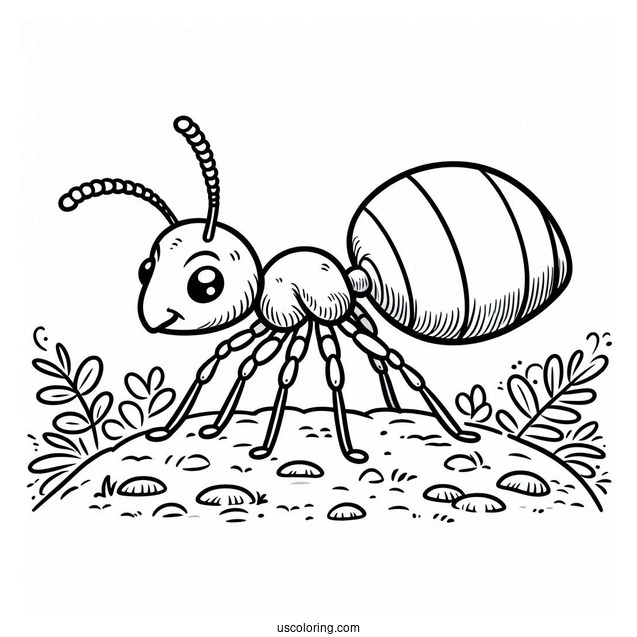 Ant Coloring Page Crawling On The Ground