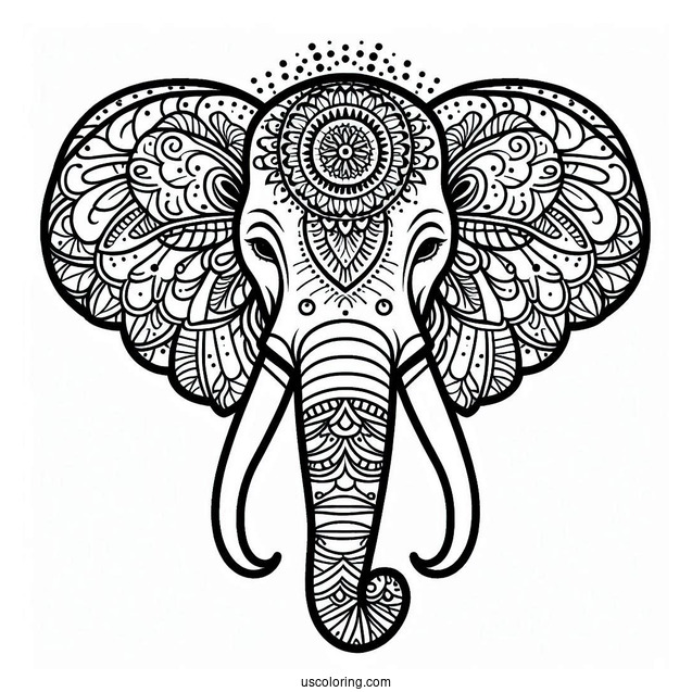 Elephant With Long Tusks Animal Mandalav2