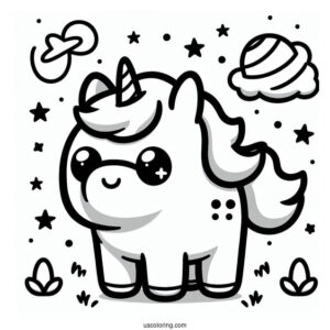 Cute Unicorn Among Us to Color