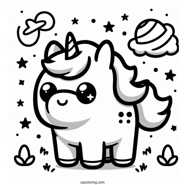 Cute Unicorn Among Us to Color
