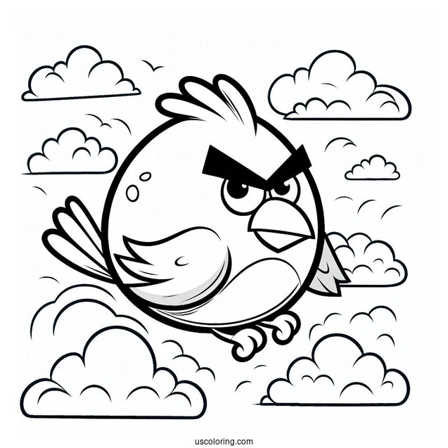 Blue Angry Bird In The Sky Coloring In