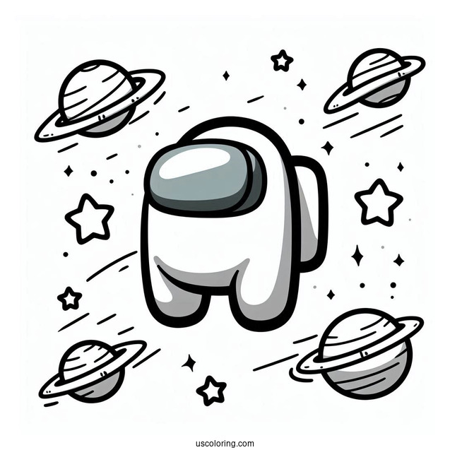 Among Us Crewmates in Airship Skins Coloring In