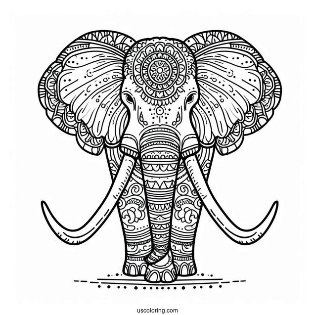 Elephant With Long Tusks Animal Mandalav2